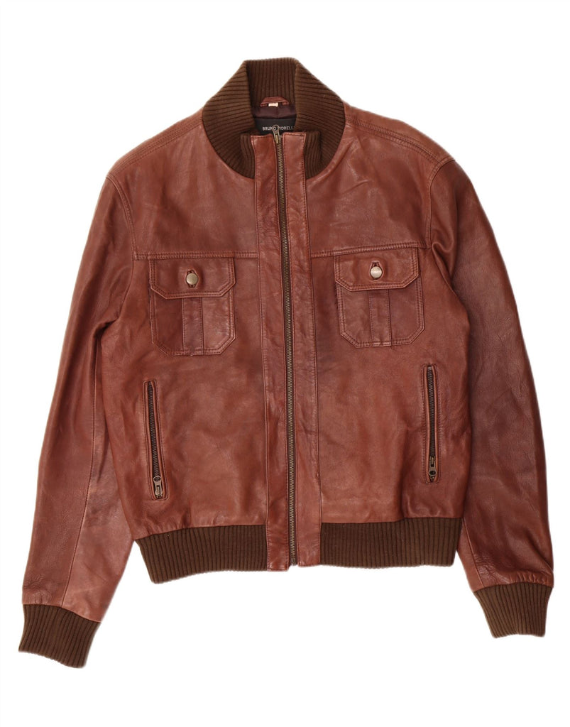 VINTAGE Mens Leather Jacket IT 52 XL Brown Leather Vintage Vintage and Second-Hand Vintage from Messina Hembry 