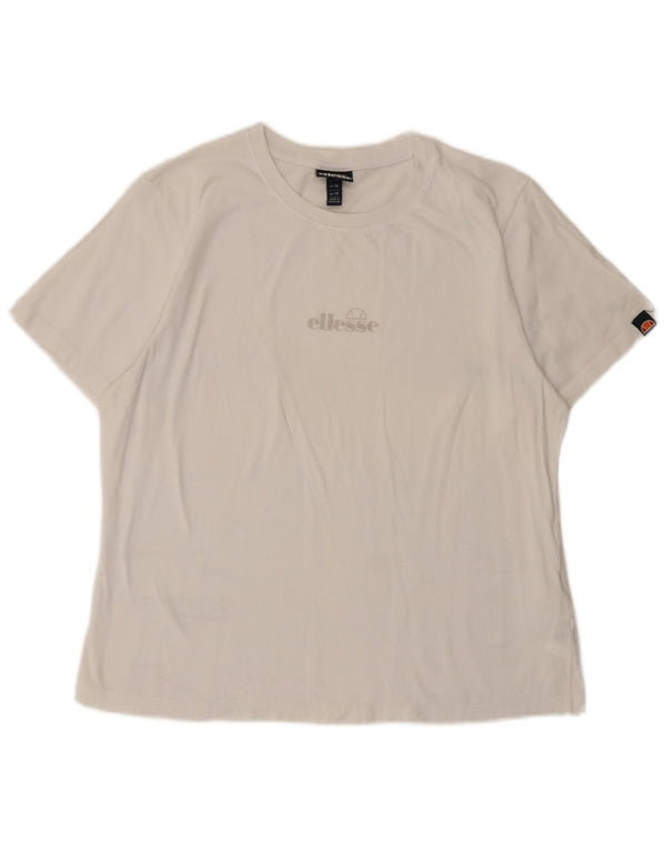 Ellesse Womens Graphic T-Shirt Top UK 14 Large White Cotton