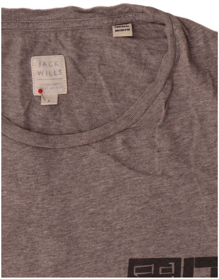 Jack Wills Mens Graphic T-Shirt Top Small Grey Flecked Cotton