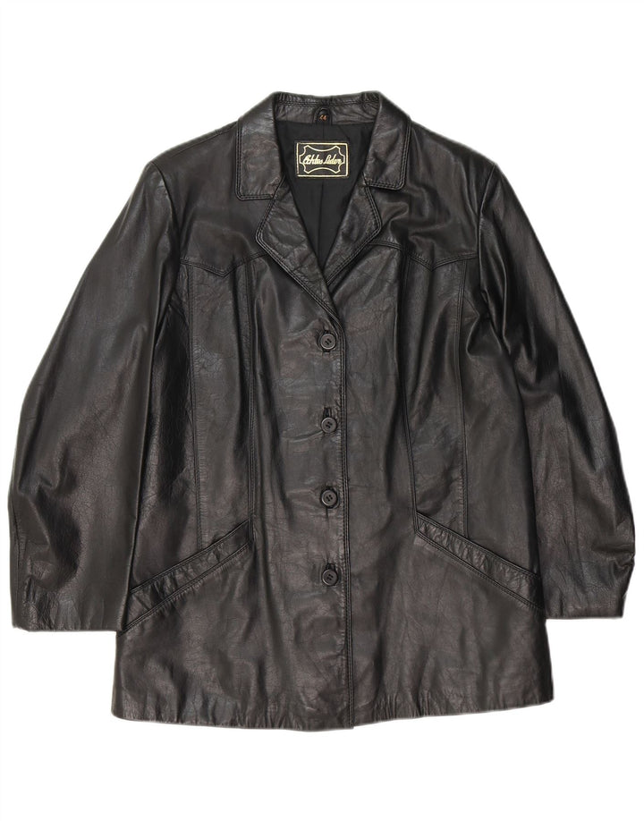 VINTAGE Womens Leather Jacket IT 44 Medium Black Leather