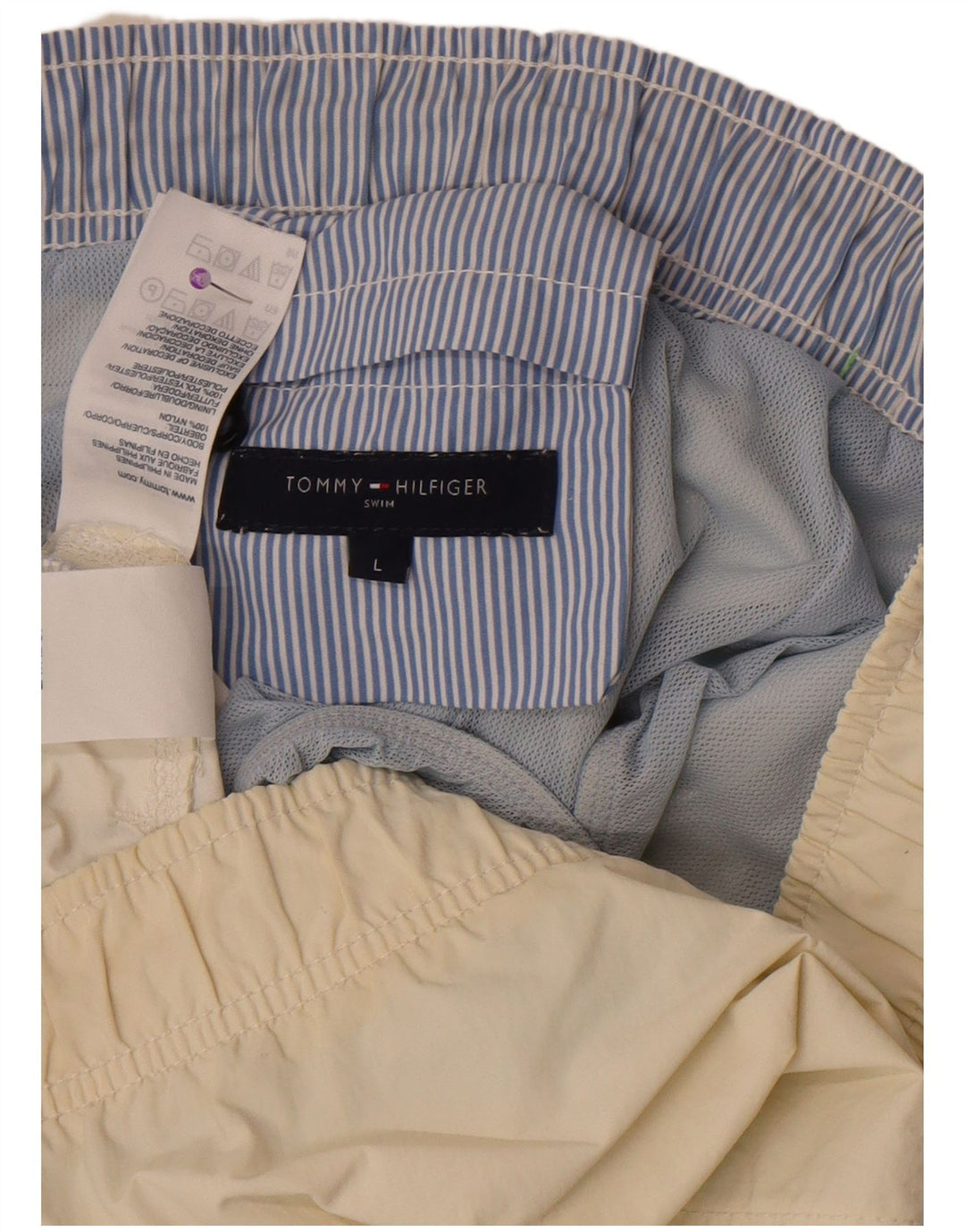 Tommy Hilfiger Mens Swimming Shorts Large  Off White Colourblock Polyester