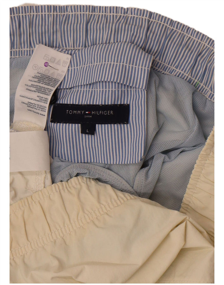 Tommy Hilfiger Mens Swimming Shorts Large  Off White Colourblock Polyester