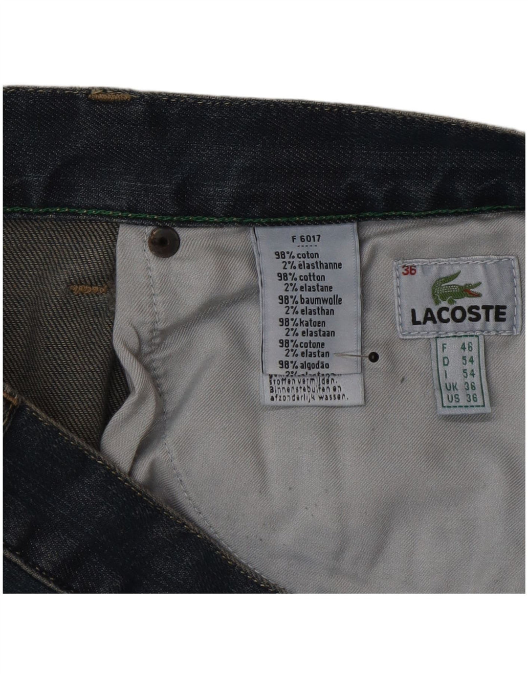 Lacoste Mens Straight Jeans W36 L34 Blue Cotton