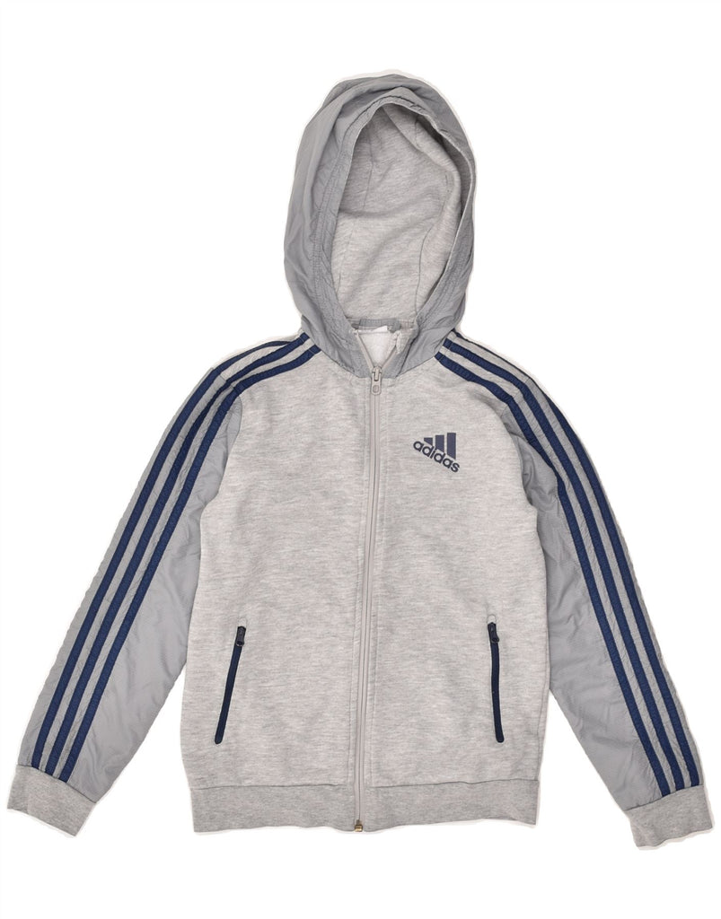 ADIDAS Boys Zip Hoodie Sweater 8-9 Years Grey | Vintage Adidas | Thrift | Second-Hand Adidas | Used Clothing | Messina Hembry 