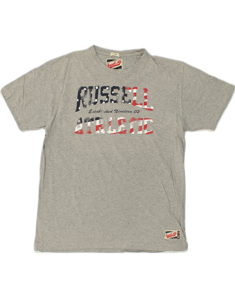 RUSSELL ATHLETIC Mens Graphic T-Shirt Top XL Grey Cotton | Vintage Russell Athletic | Thrift | Second-Hand Russell Athletic | Used Clothing | Messina Hembry 