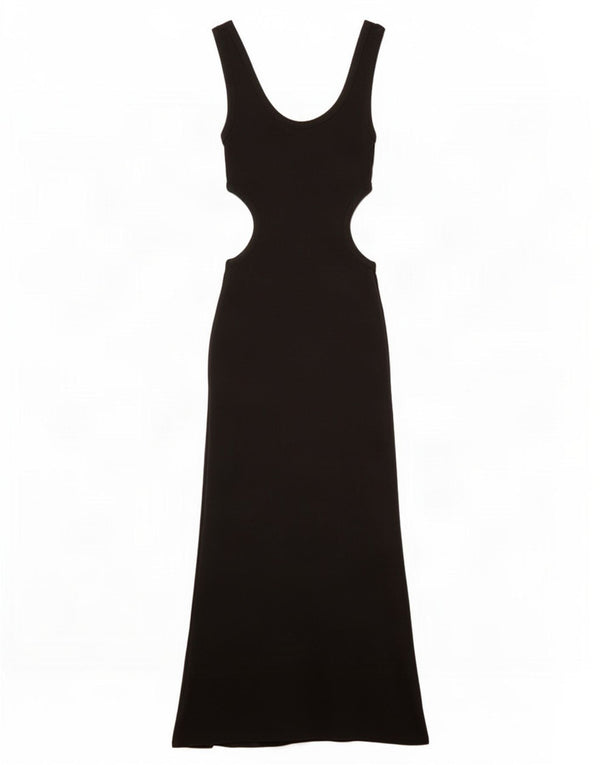 Zara Womens Sleeveless Cutout Maxi Dress UK 8 Small Black