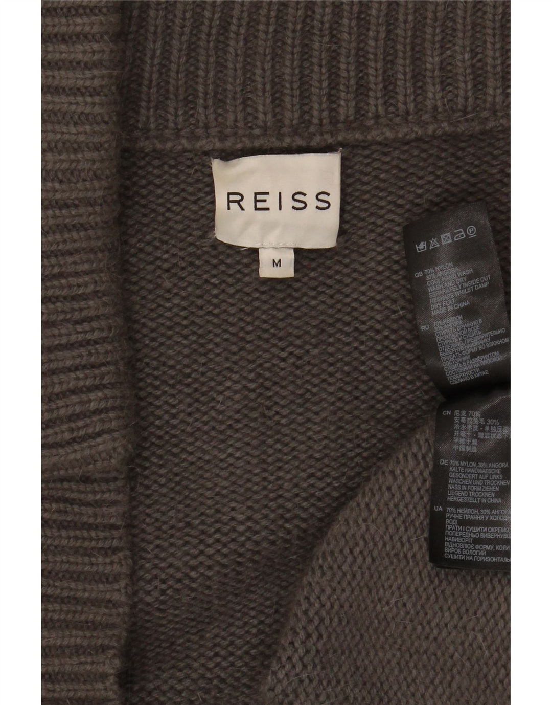 Reiss Womens Open Cardigan Sweater UK 14 Medium Grey Nylon