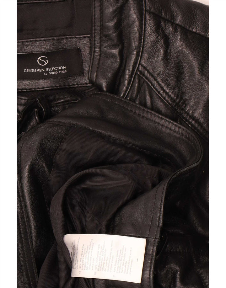 Vintage Mens Quilted Leather Jacket IT 50 Large Black Leather