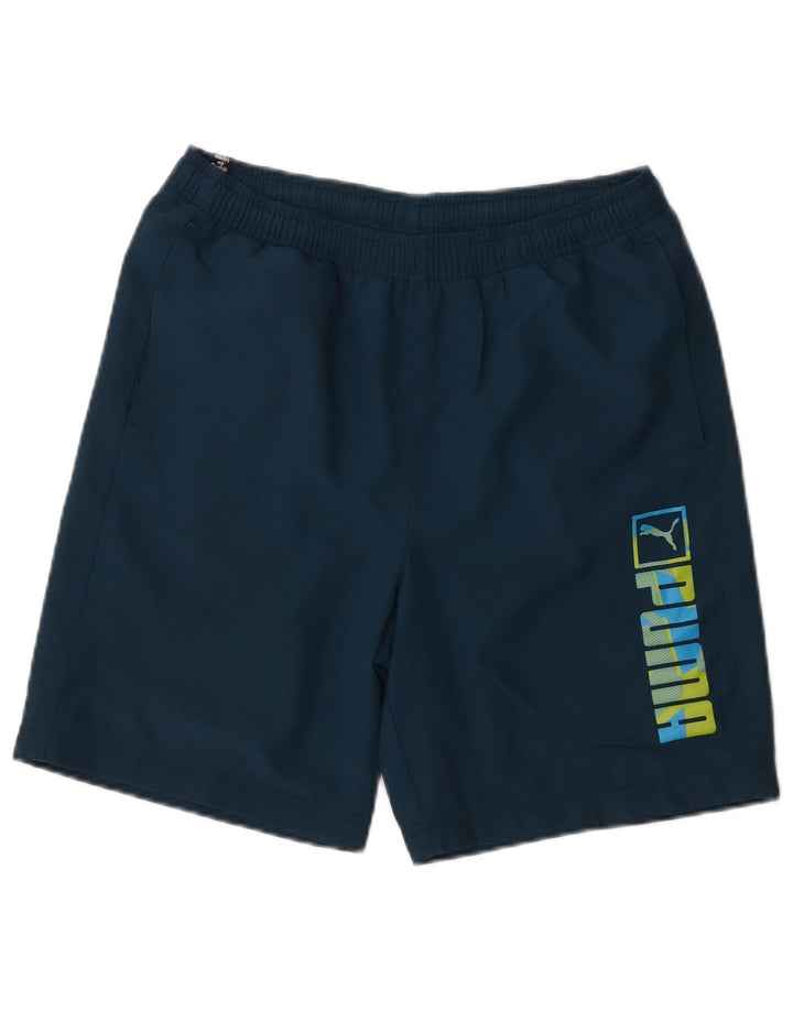 Puma Mens Graphic Sport Shorts Small  Navy Blue Polyester