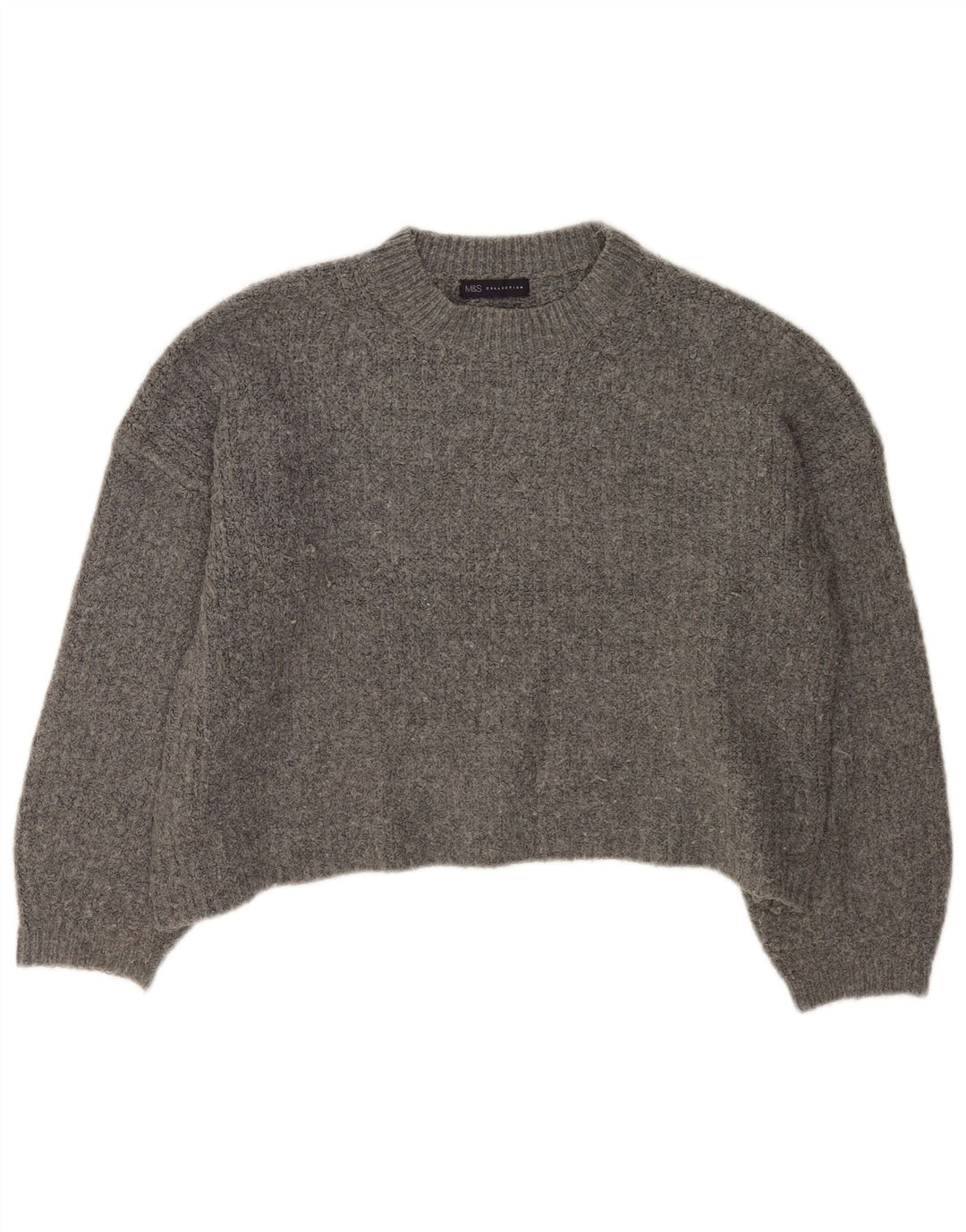 Marks & Spencer Womens Oversized Crew Neck Jumper Sweater UK 16 Large Grey