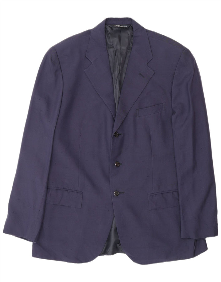 Polo Ralph Lauren Mens 3 Button Blazer Jacket IT 52 Large Navy Blue Silk