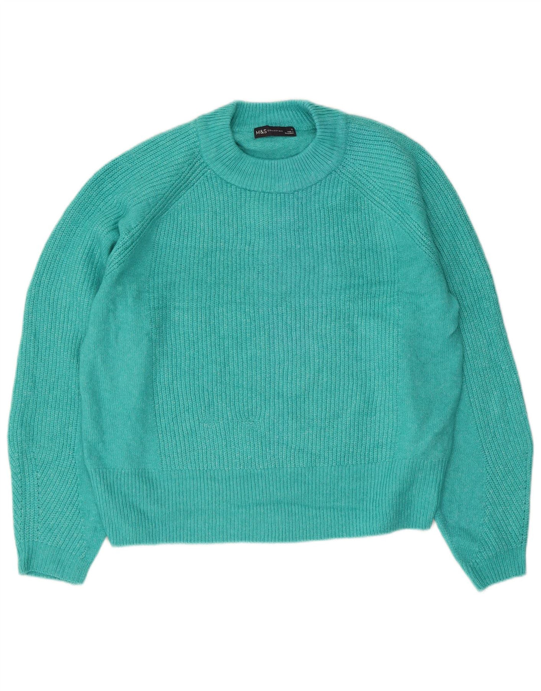 Marks & Spencer Womens Crew Neck Jumper Sweater UK 14 Medium Blue Acrylic