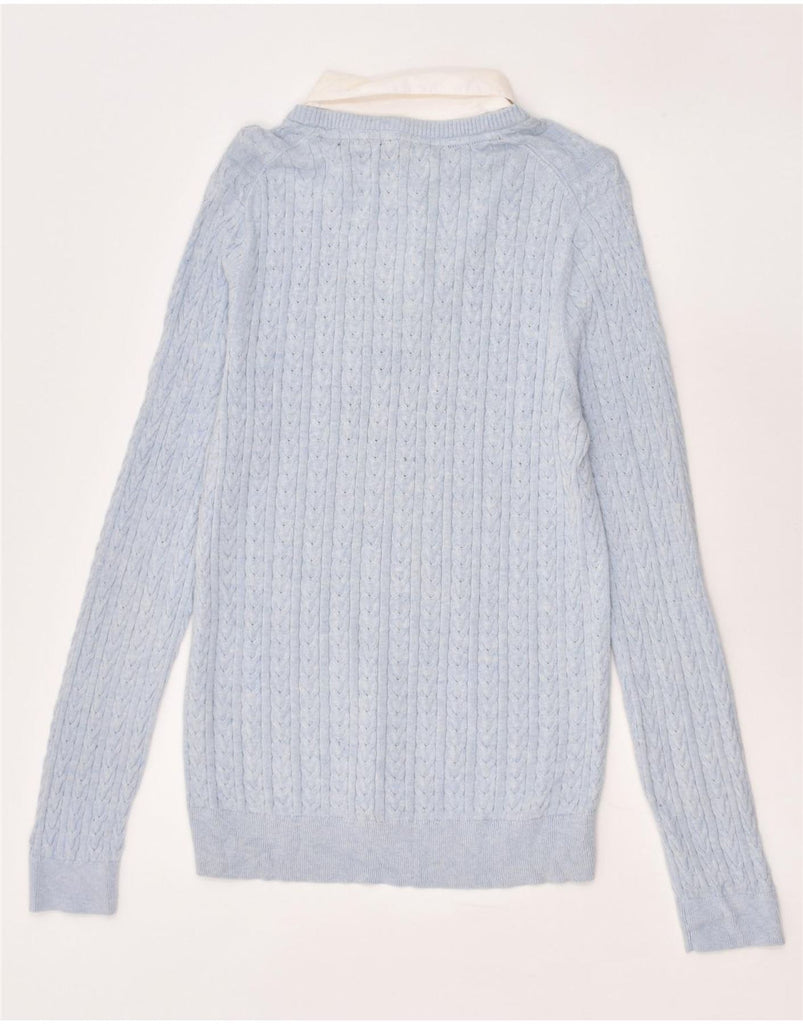 TOMMY HILFIGER Womens V-Neck Jumper Sweater UK 14 Large Blue | Vintage Tommy Hilfiger | Thrift | Second-Hand Tommy Hilfiger | Used Clothing | Messina Hembry 