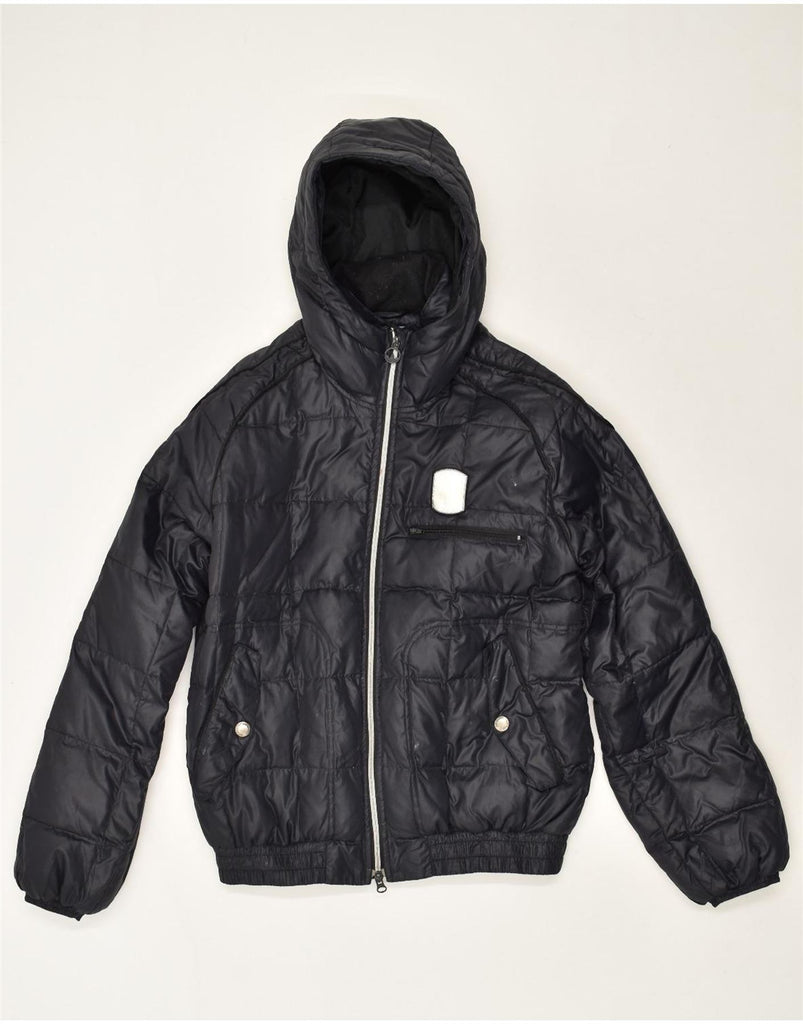 ADIDAS Mens Hooded Padded Jacket UK 36 Small Navy Blue Nylon | Vintage Adidas | Thrift | Second-Hand Adidas | Used Clothing | Messina Hembry 