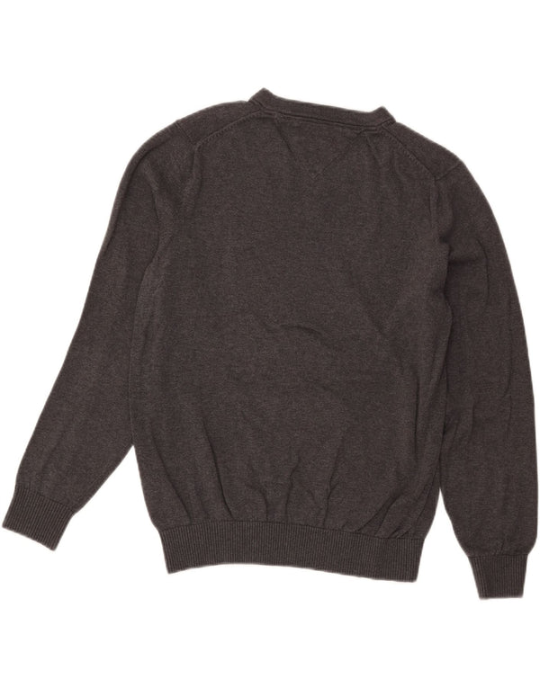 Tommy Hilfiger Womens Oversized V-Neck Jumper Sweater UK 10 Small Grey