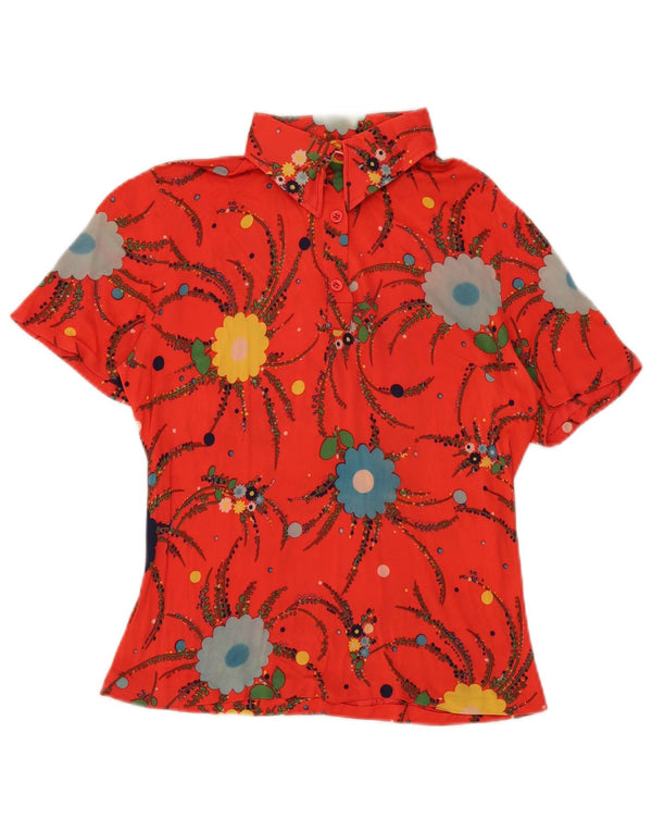 Vintage Womens Blouse Top UK 10 Small Red Floral