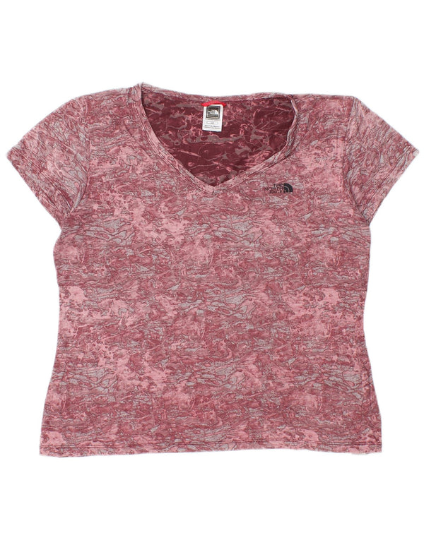The North Face Womens T-Shirt Top UK 16 Large Pink Camouflage Cotton