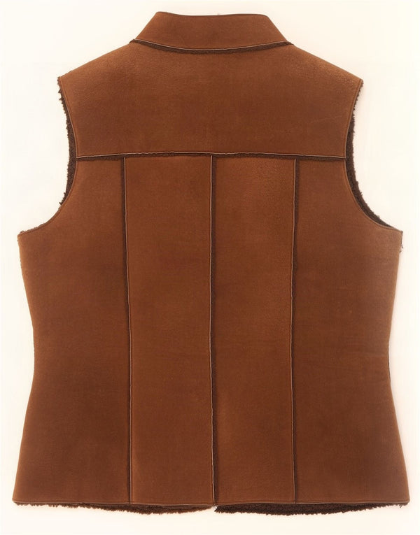 Modern Classics Womens Suede Sherpa Gilet UK 14 Large Brown Leather