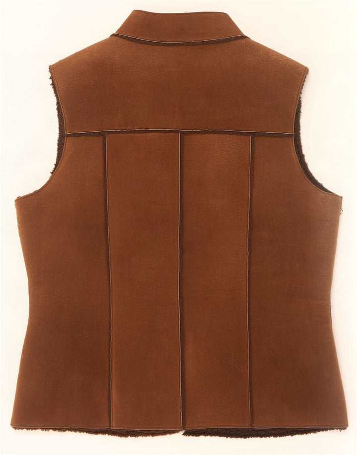 Modern Classics Womens Suede Sherpa Gilet UK 14 Large Brown Leather