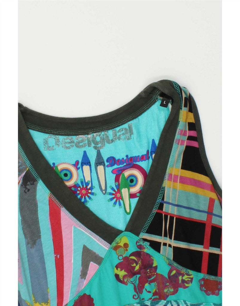 DESIGUAL Womens Slim A-Line Dress UK 14 Large Multicoloured Patchwork Vintage Desigual and Second-Hand Desigual from Messina Hembry 