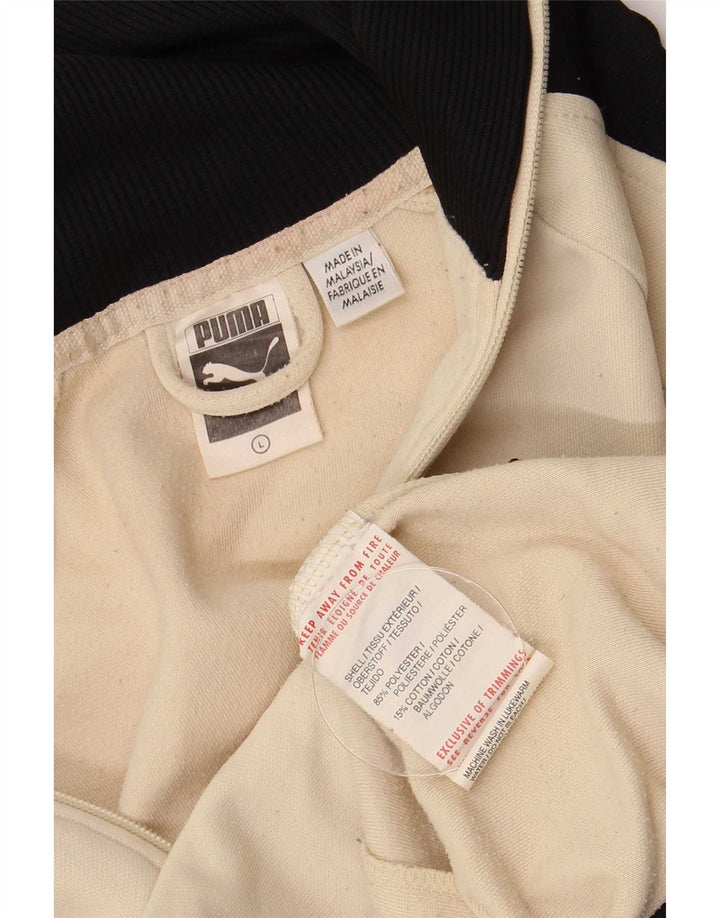 Puma Mens Tracksuit Top Jacket Large Beige Colourblock Polyester