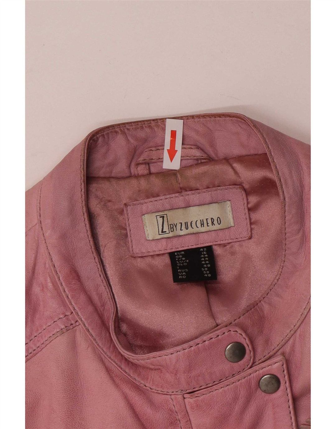 Zucchero Womens Biker Leather Jacket UK 16 Large Pink Leather