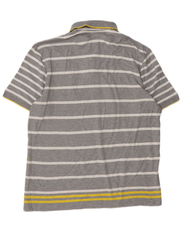 Hugo Boss Mens Modern Fit Polo Shirt 2XL Grey Striped Cotton