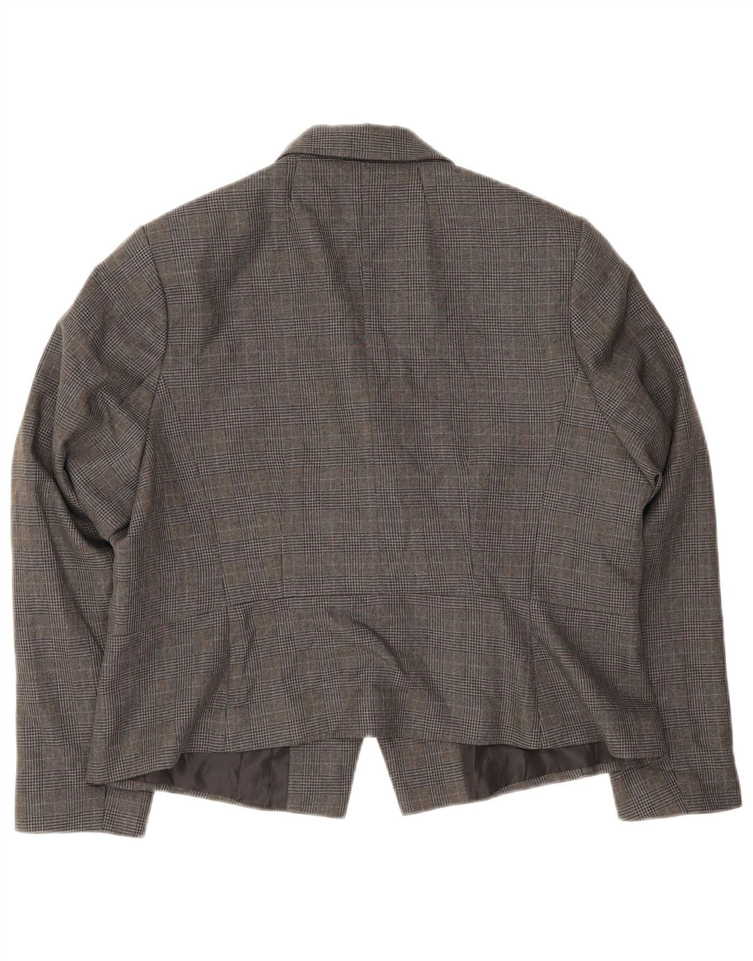 Marks & Spencer Womens 1 Button Blazer Jacket UK 18 XL Grey Check Polyester