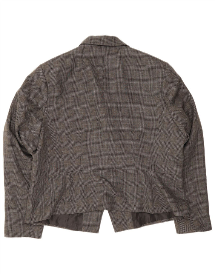 Marks & Spencer Womens 1 Button Blazer Jacket UK 18 XL Grey Check Polyester