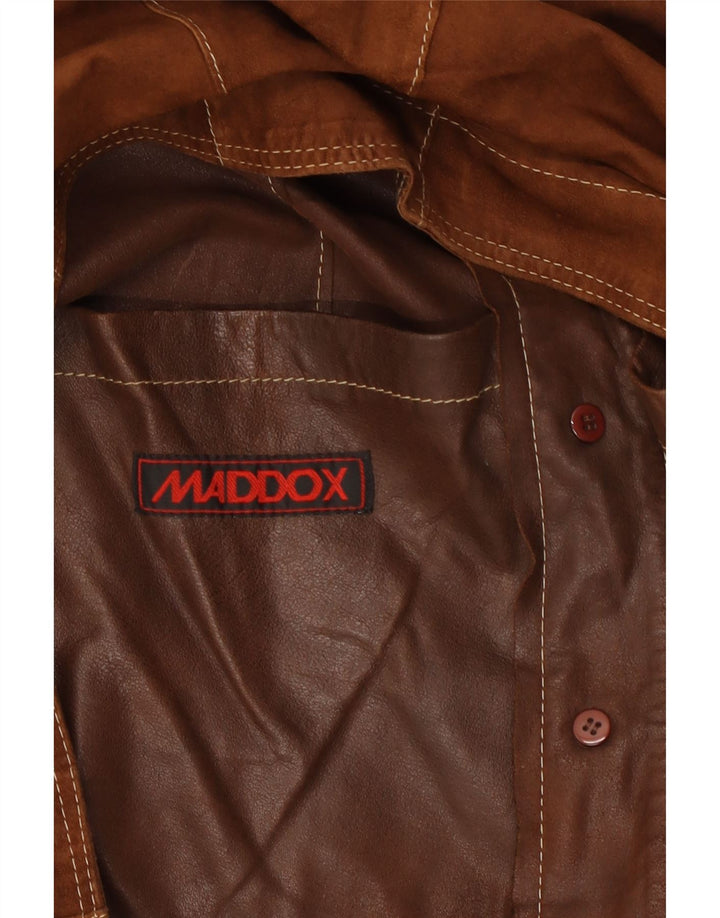 MADDOX Womens Crop 3/4 Sleeve Suede Jacket UK 14 Medium Brown
