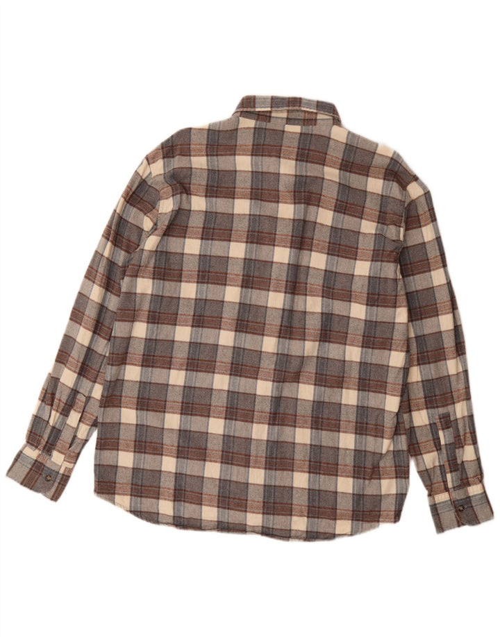 Sea Barrier Mens Flannel Shirt Large Grey Check Cotton