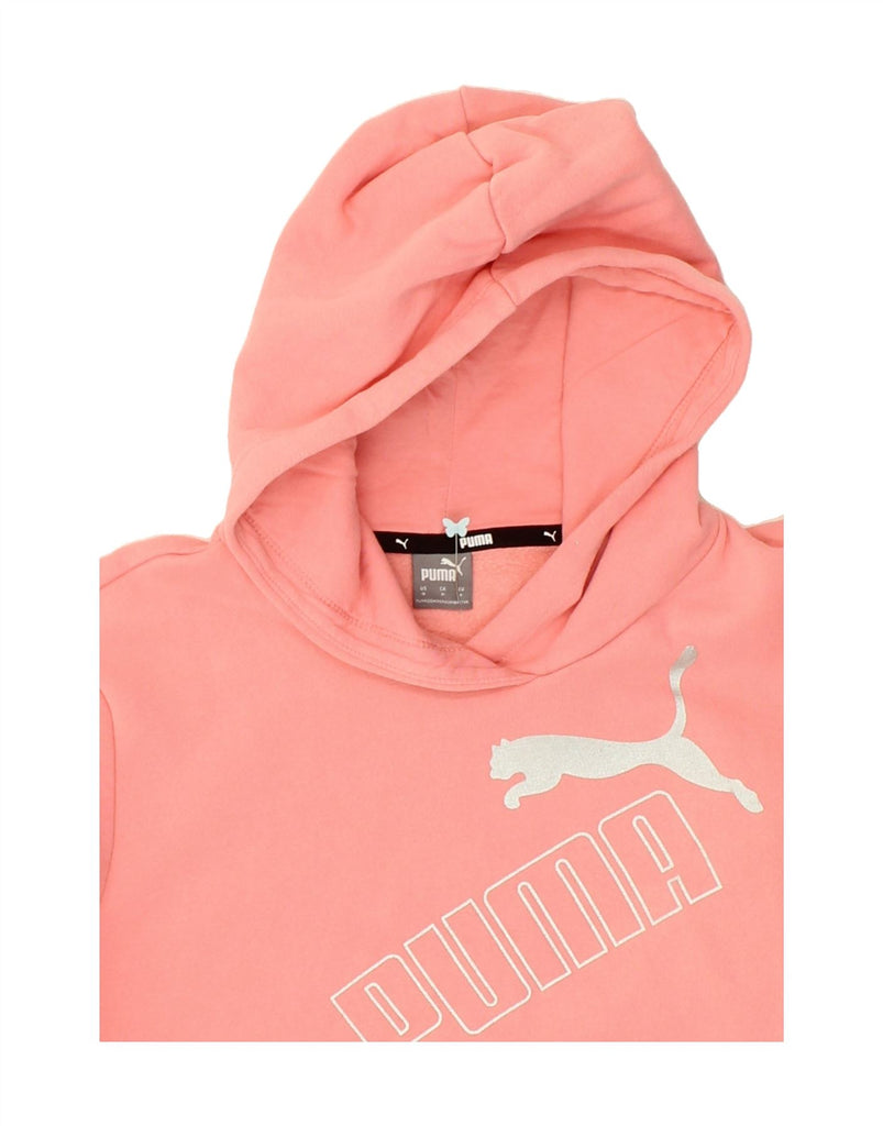 PUMA Womens Graphic Hoodie Jumper UK 10 Small Pink Cotton | Vintage Puma | Thrift | Second-Hand Puma | Used Clothing | Messina Hembry 