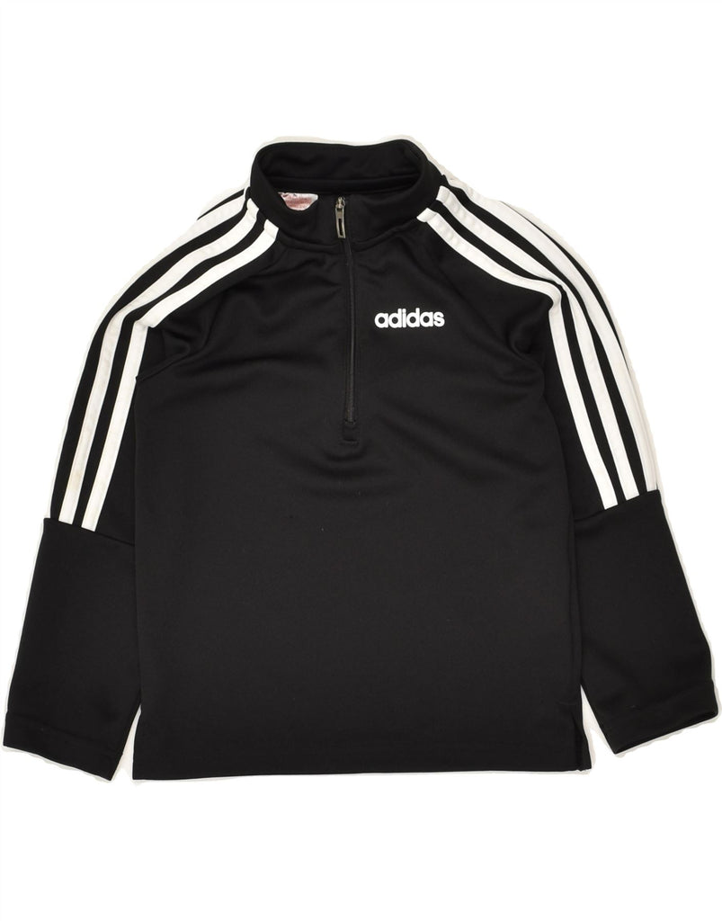 ADIDAS Boys Pullover Tracksuit Top 5-6 Years Black Polyester | Vintage Adidas | Thrift | Second-Hand Adidas | Used Clothing | Messina Hembry 