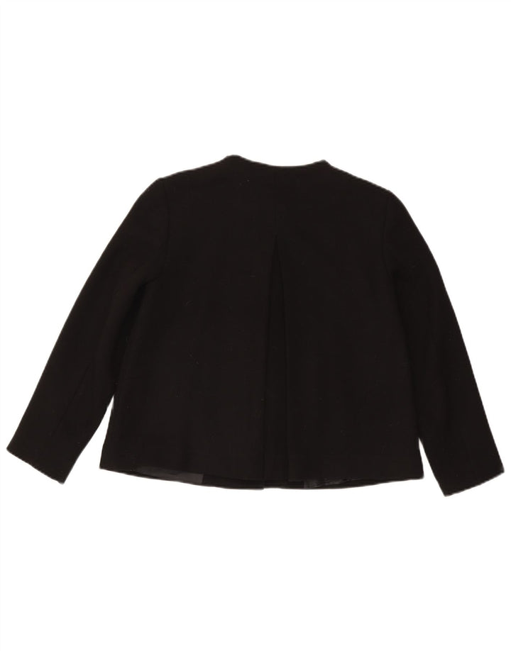 Zara Womens Crop 1 Button Blazer Jacket UK 6 XS Black Acetate