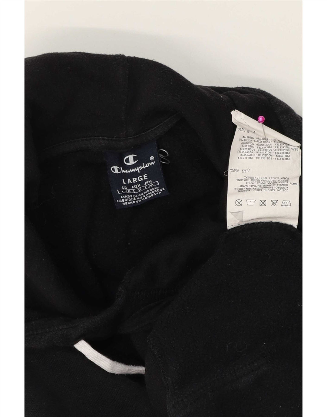 Champion Mens Hoodie Jumper Large Black Cotton