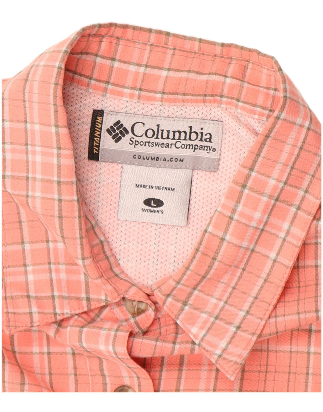 COLUMBIA Womens Short Sleeve Shirt UK 16 Large Pink Check