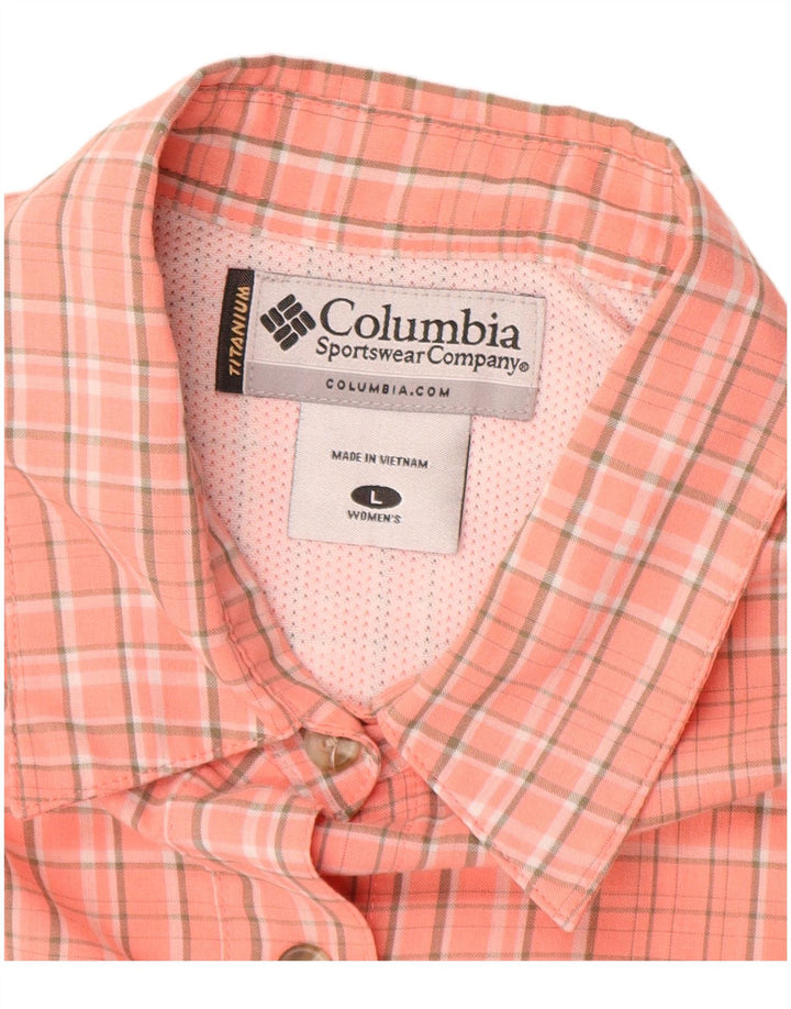 COLUMBIA Womens Short Sleeve Shirt UK 16 Large Pink Check
