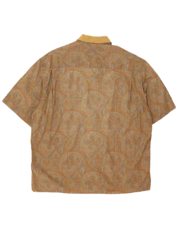 Gran Sasso Mens Short Sleeve Polo Shirt Large Brown Paisley