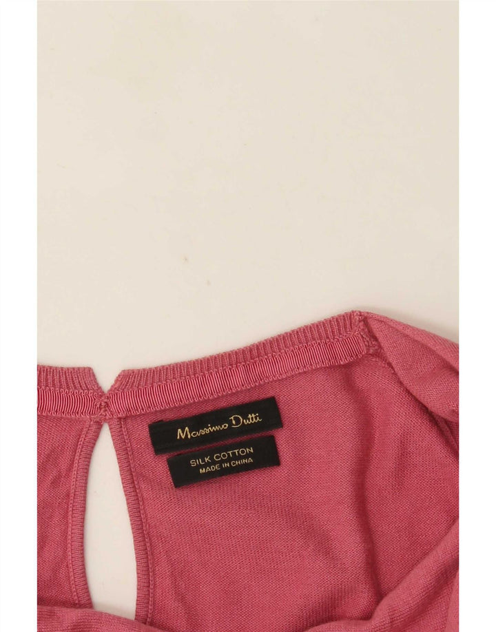 Massimo Dutti Womens Top Long Sleeve UK 12 Medium Pink Silk