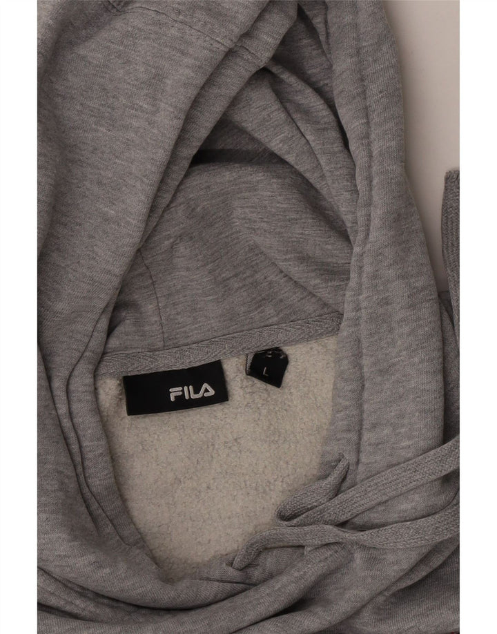 Fila Womens Oversized Hoodie Jumper UK 16 Large Grey Flecked