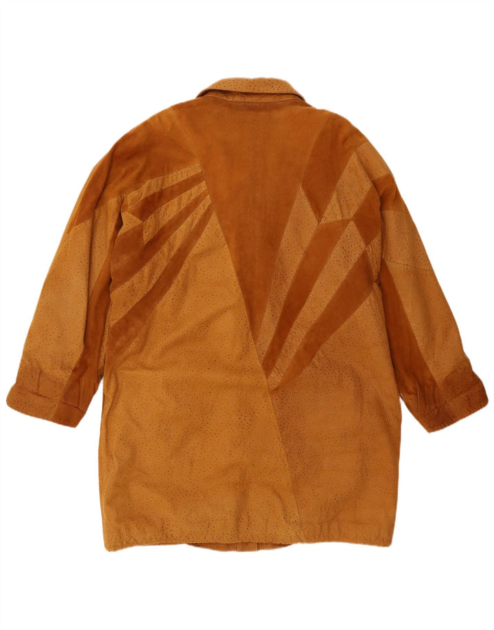 Barth Womens Suede Overcoat UK 16 Large Brown Leather