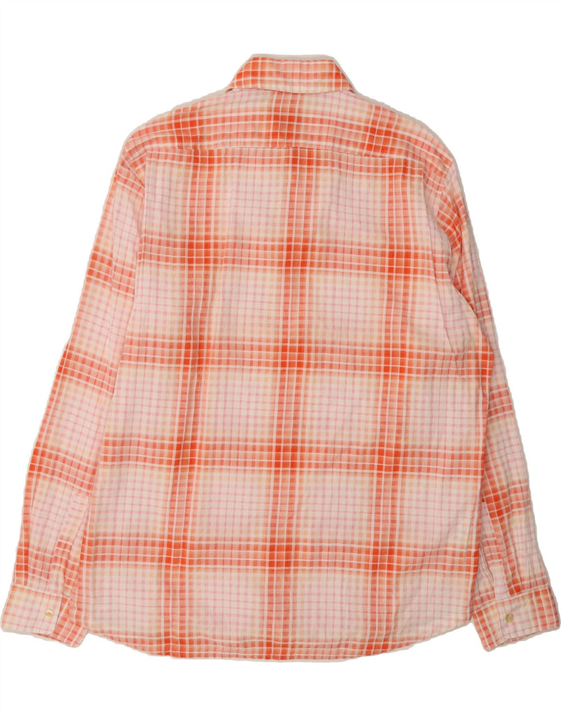 HUGO BOSS Mens Shirt Large Orange Check Cotton Vintage Hugo Boss and Second-Hand Hugo Boss from Messina Hembry 