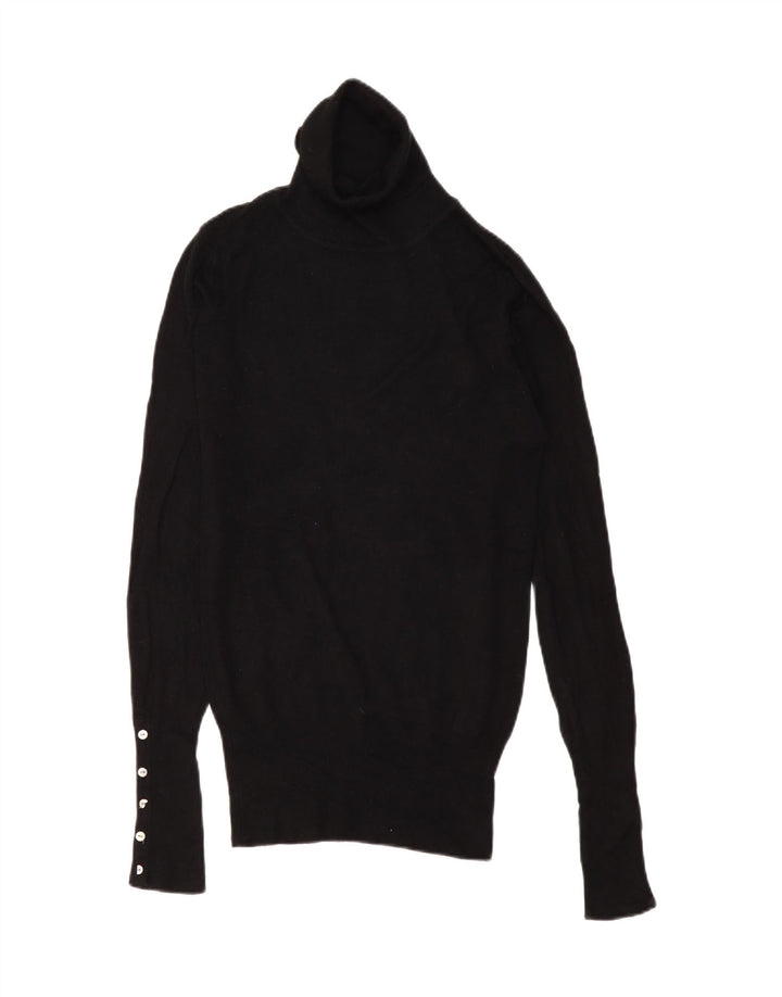 Zara Womens Roll Neck Jumper Sweater UK 10 Small Black Rayon
