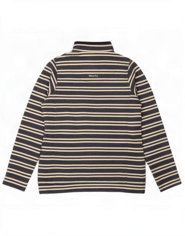 Weird Fish Womens Zip Neck Sweatshirt Jumper UK 10 Small Navy Blue Striped