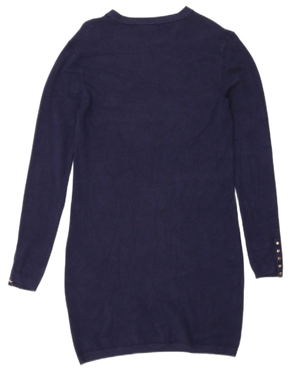 Zara Womens Long Sleeve Jumper Dress UK 12 Medium Navy Blue