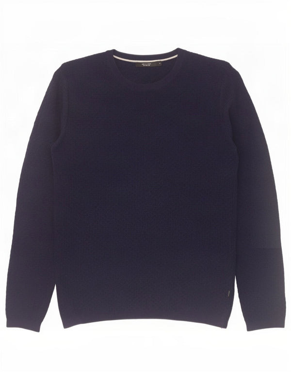 Jack & Jones Mens Crew Neck Jumper Sweater Large Navy Blue Cotton