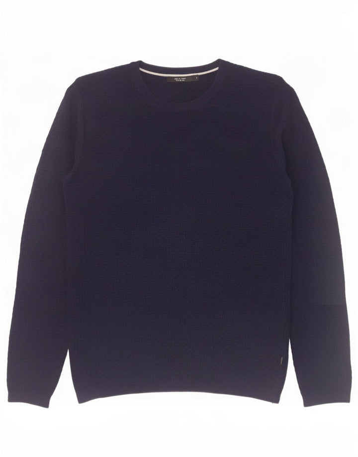 Jack & Jones Mens Crew Neck Jumper Sweater Large Navy Blue Cotton