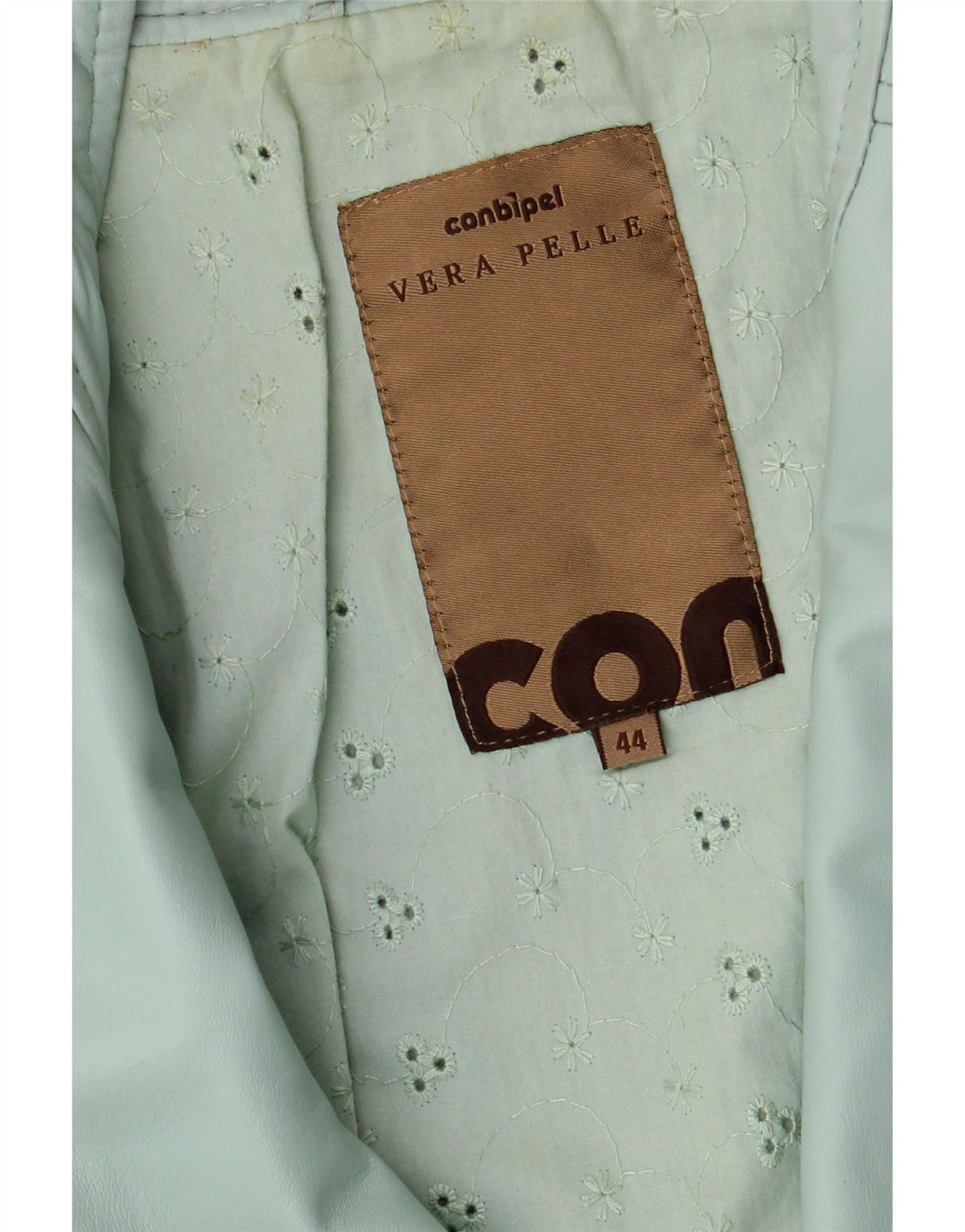Conbipel Womens Leather Biker Jacket IT 44 Medium Green Leather