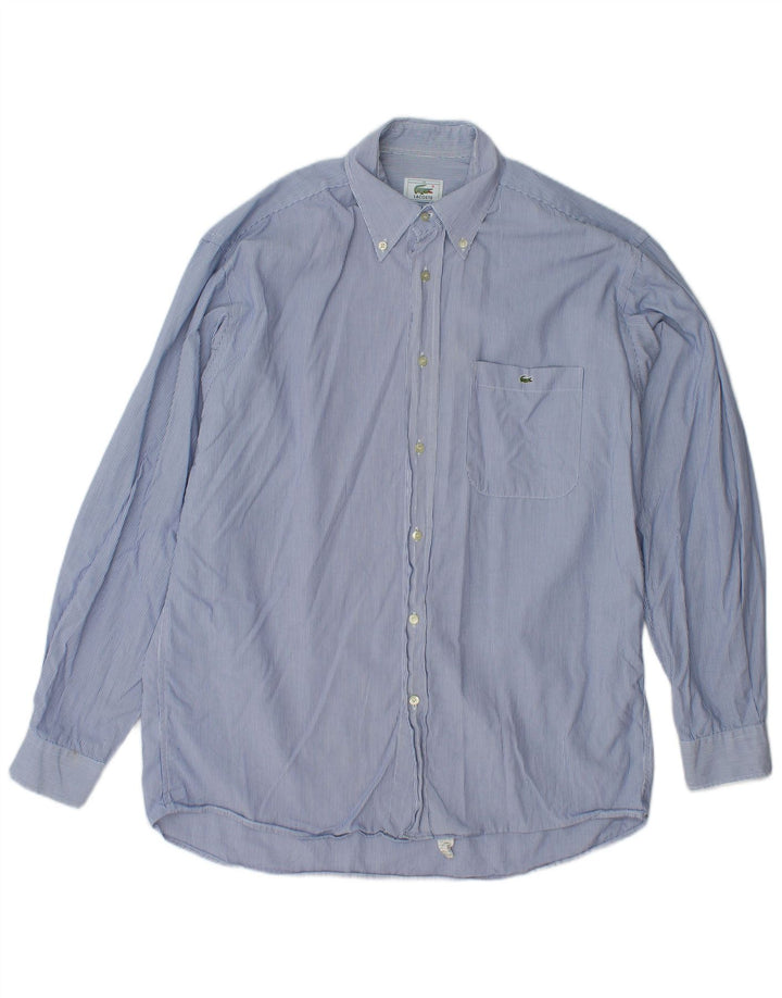 LACOSTE Mens Shirt Size 39 Medium Blue Pinstripe