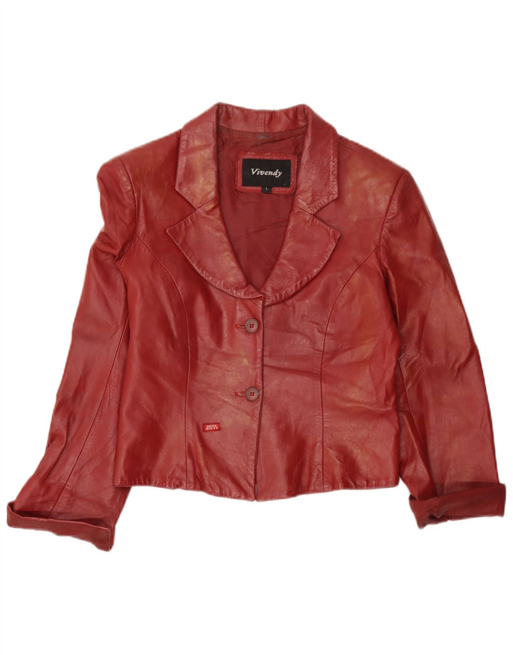 Viventy Womens Crop 2 Button Blazer Jacket UK 14 Large Burgundy